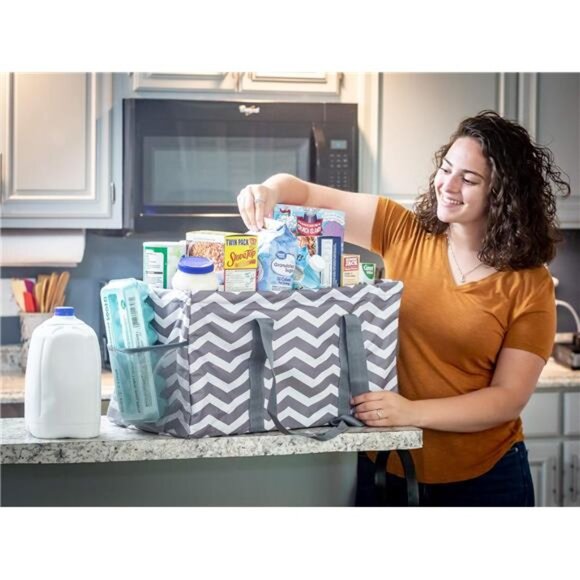 Extra Large Utility Tote Bag - Oversized Collapsible Reusable Wire Frame - Picture 2 of 7